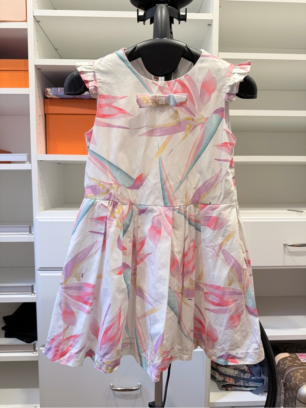Fendi Girls' Pastel Floral Sundress - White & Pink